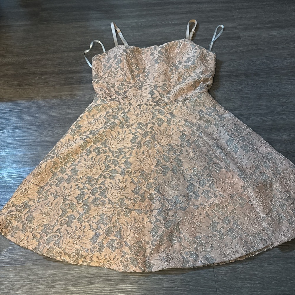 Windsor Lace Prom Dress in Pink and Silver
